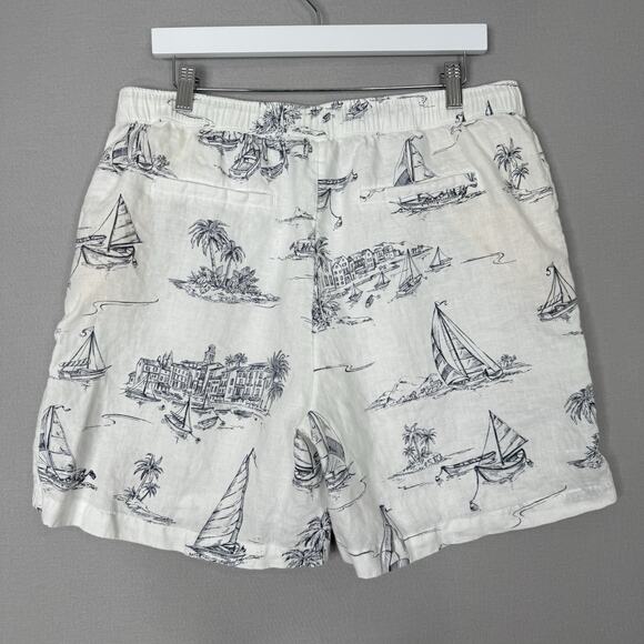 Cynthia Rowley Womens Shorts XL White 100% Linen Sailing Tropical Resort Beachy - Picture 7 of 10